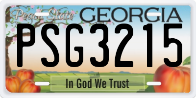 GA license plate PSG3215