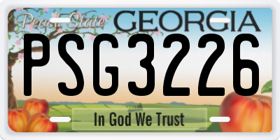GA license plate PSG3226