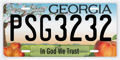 GA license plate PSG3232