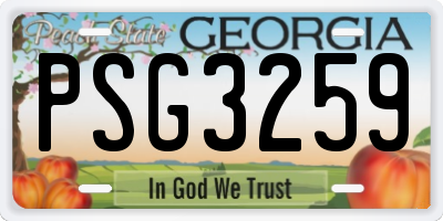 GA license plate PSG3259