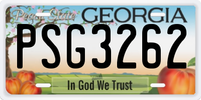 GA license plate PSG3262