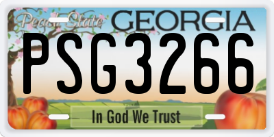 GA license plate PSG3266