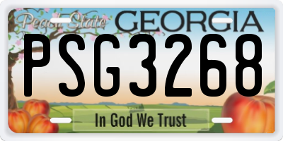 GA license plate PSG3268