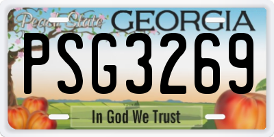 GA license plate PSG3269