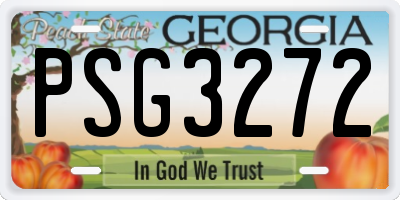 GA license plate PSG3272