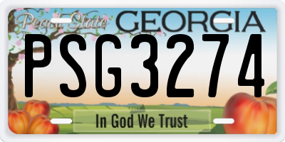 GA license plate PSG3274