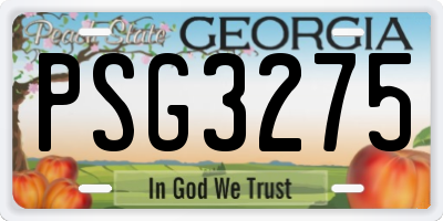 GA license plate PSG3275