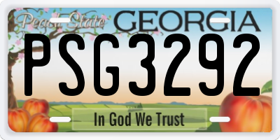 GA license plate PSG3292