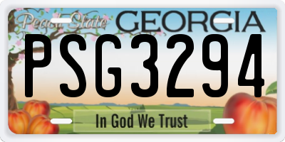 GA license plate PSG3294