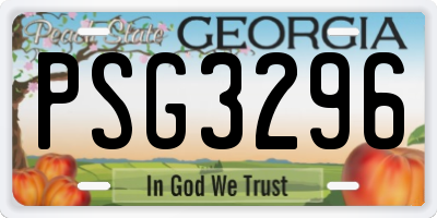 GA license plate PSG3296
