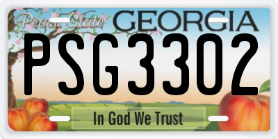 GA license plate PSG3302
