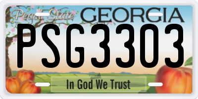 GA license plate PSG3303