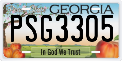 GA license plate PSG3305