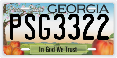 GA license plate PSG3322