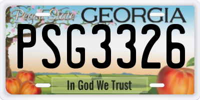 GA license plate PSG3326