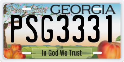 GA license plate PSG3331