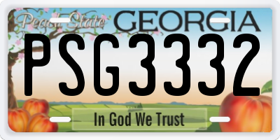 GA license plate PSG3332