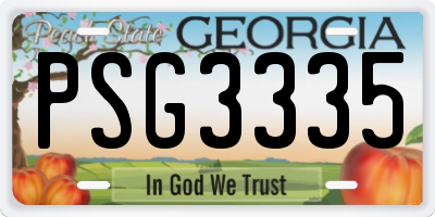 GA license plate PSG3335