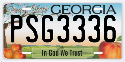 GA license plate PSG3336