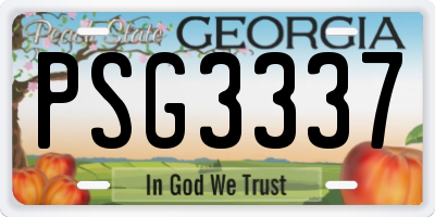 GA license plate PSG3337