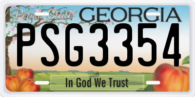 GA license plate PSG3354
