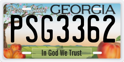 GA license plate PSG3362