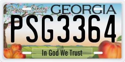 GA license plate PSG3364