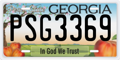 GA license plate PSG3369