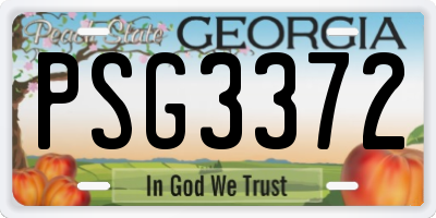 GA license plate PSG3372