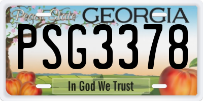 GA license plate PSG3378