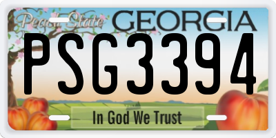 GA license plate PSG3394