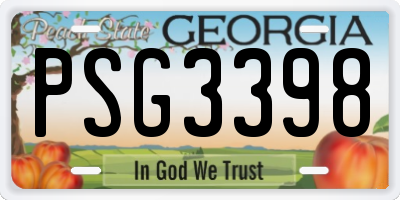 GA license plate PSG3398