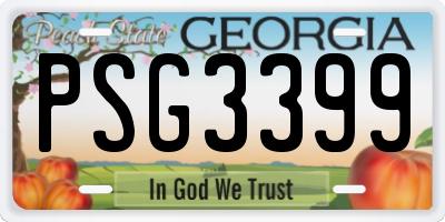 GA license plate PSG3399
