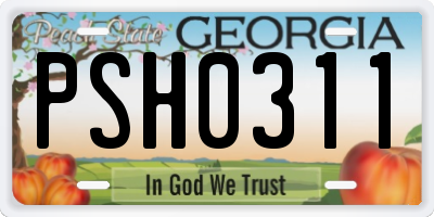 GA license plate PSH0311