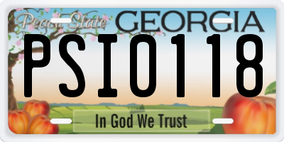 GA license plate PSI0118