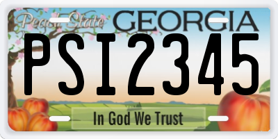 GA license plate PSI2345