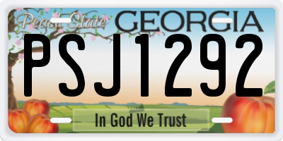 GA license plate PSJ1292