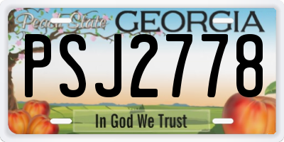 GA license plate PSJ2778