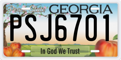 GA license plate PSJ6701