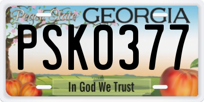 GA license plate PSK0377