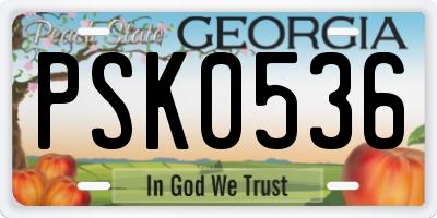 GA license plate PSK0536