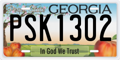 GA license plate PSK1302