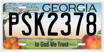 GA license plate PSK2378