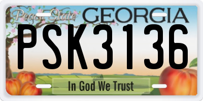 GA license plate PSK3136