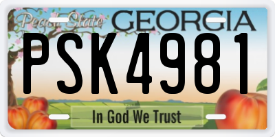 GA license plate PSK4981