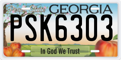 GA license plate PSK6303