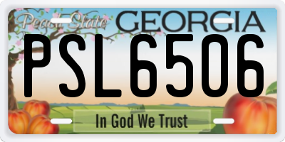 GA license plate PSL6506
