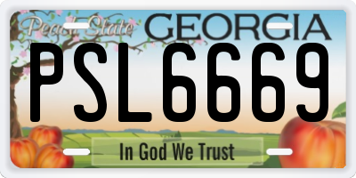 GA license plate PSL6669