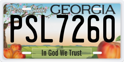 GA license plate PSL7260