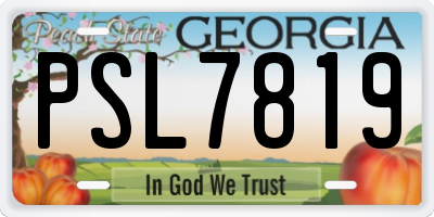 GA license plate PSL7819